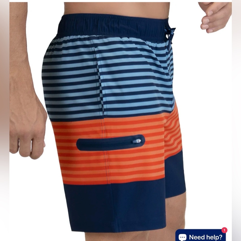 ***Roots Men's Swim Shorts - Blue and Orange Stripes - Picture 4 of 10